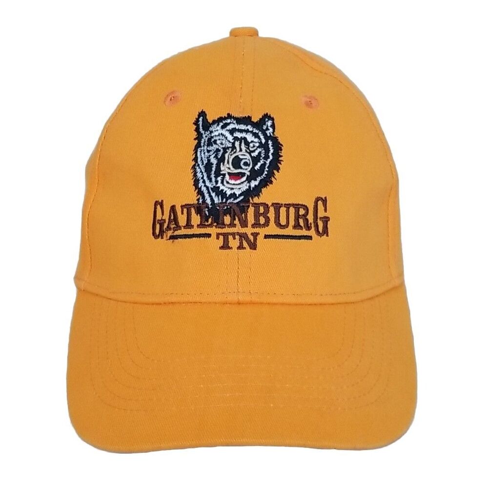 Gatlinburg TN Baseball Cap Orange/Gold Strapback Souvenir